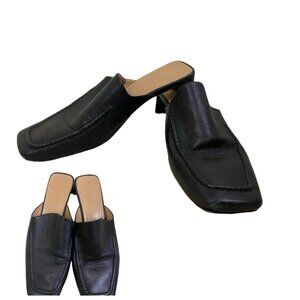 Mansur Gavriel Black Leather Mules Low Profile Size‎ 36